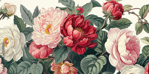 Classic botanical illustration of flowers.Vintage Florals. the arrival of spring.