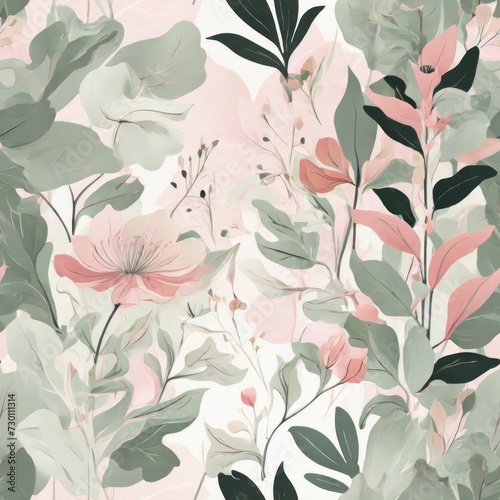 Exotic plants: watercolor in minimalist style