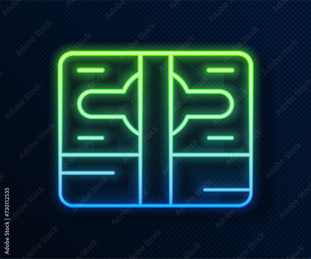 Glowing neon line Stacks paper money cash icon isolated on blue background. Money banknotes stacks. Bill currency. Vector Glowing neon line Stacks paper money cash icon isolated on blue background. Money banknotes stacks. Bill currency. Vector