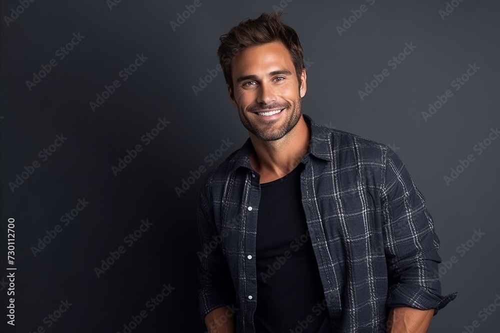 Portrait of a handsome young man smiling and looking at camera. Portrait of a handsome young man smiling and looking at camera.