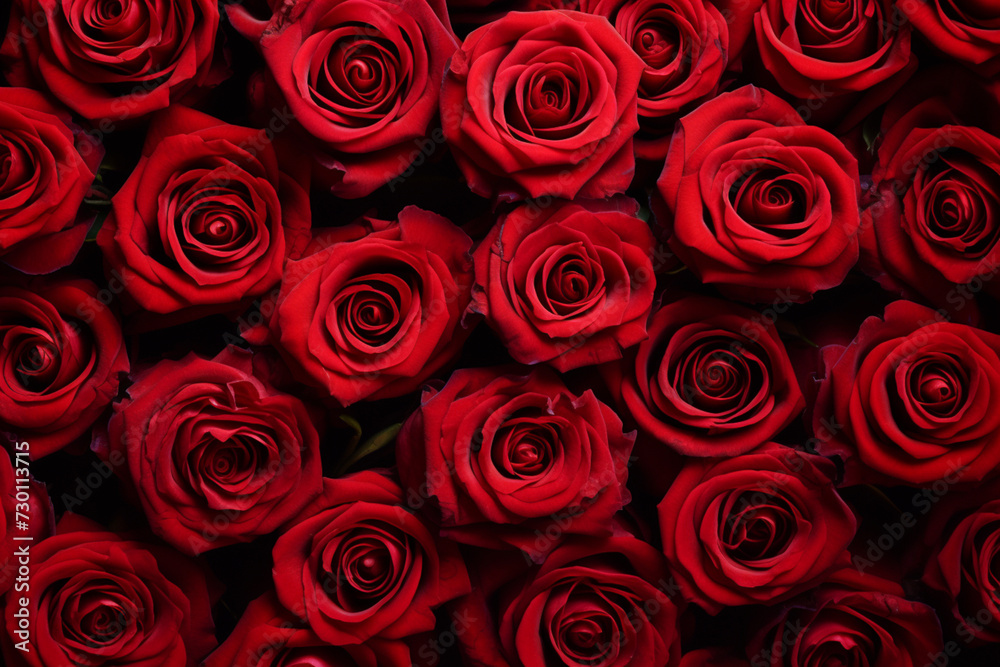 Background from a bouquet of bright red roses