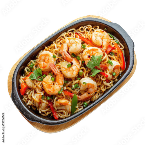 Fried rice with shrimp. Isolated on Transparent background