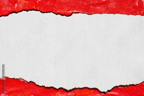Old red white ripped torn grunge paper backgrounds creased crumpled poster backdrop surface placard