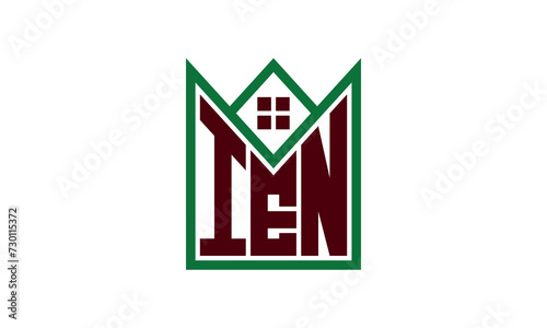 IEN initial letter real estate builders logo design vector. construction ,housing, home marker, property, building, apartment, flat, compartment, business, corporate, house rent, rental, commercial