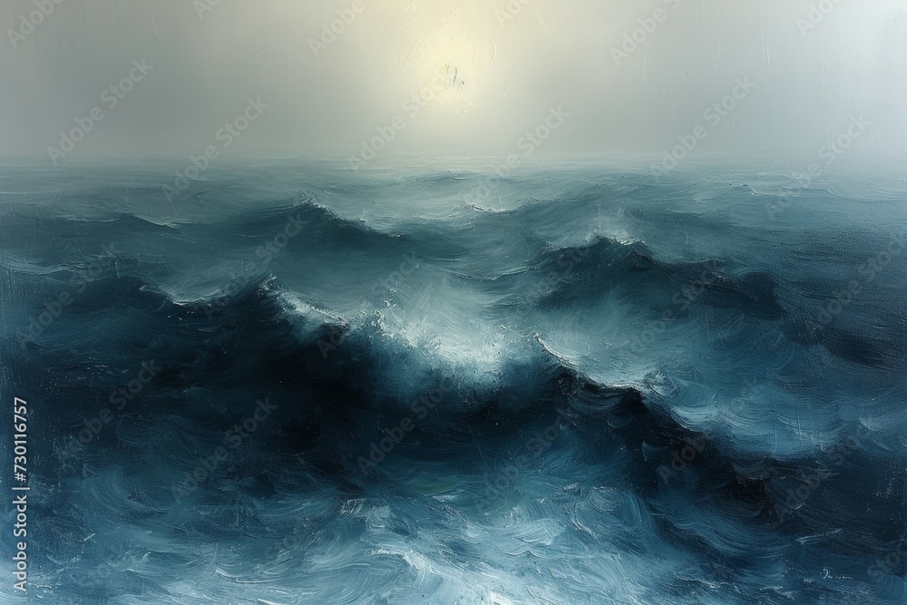 Harsh ocean with large sea waves. Wavy and beautiful sea. The Pacific Ocean is raging. 