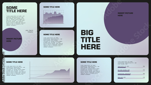 Business grid layout ui infographics template with data charts and graphs.