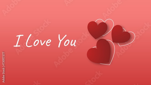 Valentines day greeting card with heart shapes and i love you writing