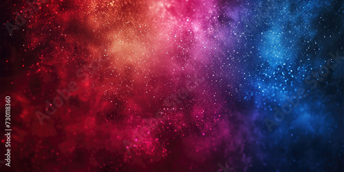 red and blue white  background with stars in dust  red  blue glitter sparkle on dark  background  circle bokeh  defocused  blue red space galaxy   nebula   cosmos banner poster background