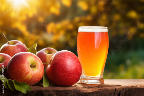 Apple and apple juice, fruit, drink and food, beverage, juicy and drinking