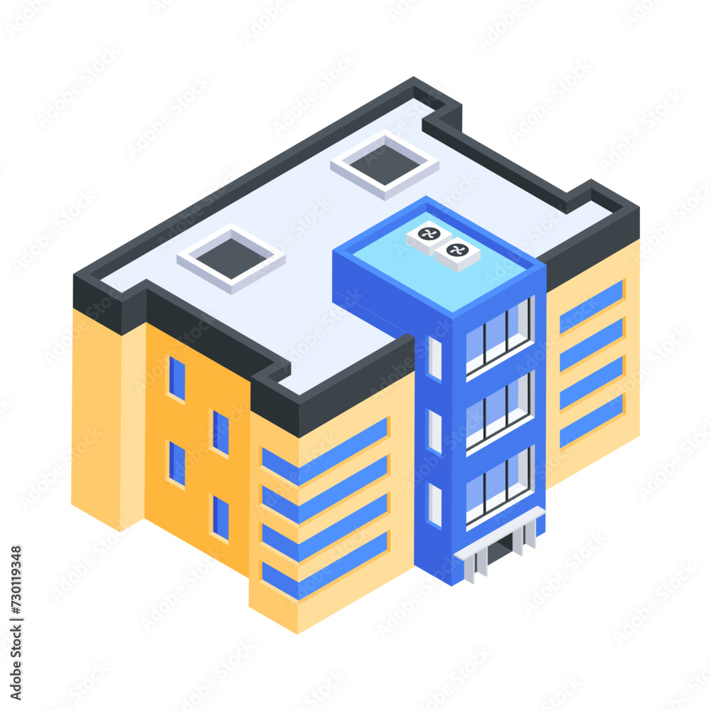 Commercial Building Isometric Icon Commercial Building Isometric Icon