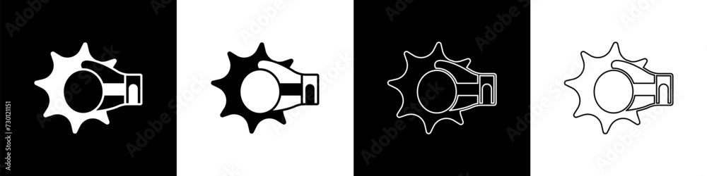 Set Punch in boxing glove icon isolated on black and white background. Boxing gloves hitting together with explosive. Vector Set Punch in boxing glove icon isolated on black and white background. Boxing gloves hitting together with explosive. Vector
