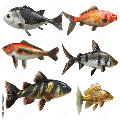 3D Rendering of a Beautiful Colorful Fish on Transparent Background - Ai Generated