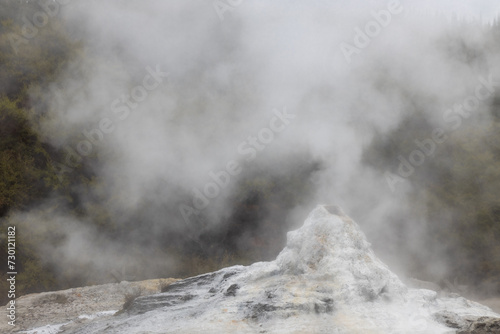 boiling geyser at wai o tapu on the north island of new zealand photo