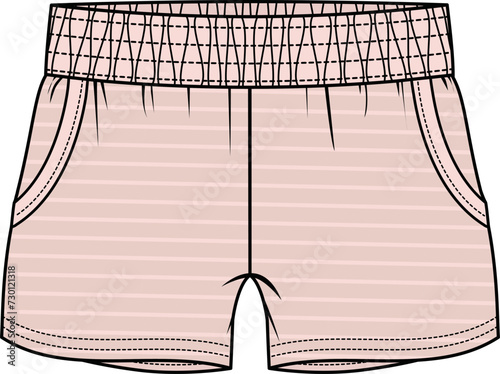 KID GIRLS BOTTOM WEAR SHORTS WITH POCKETS AND STRIPES VECTOR ILLUSTRATION