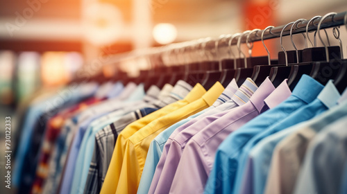 Colorful Shirts Displayed on Clothing Rack in Retail Store