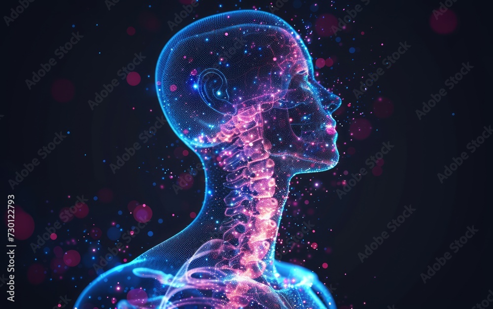 The Abstract holographic technology body with Bone.