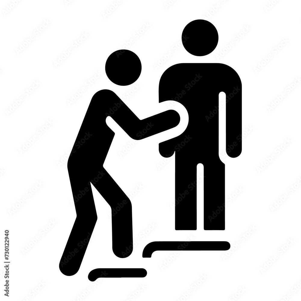 a man help other man vector icon black color silhouette, white background a man help other man vector icon black color silhouette, white background
