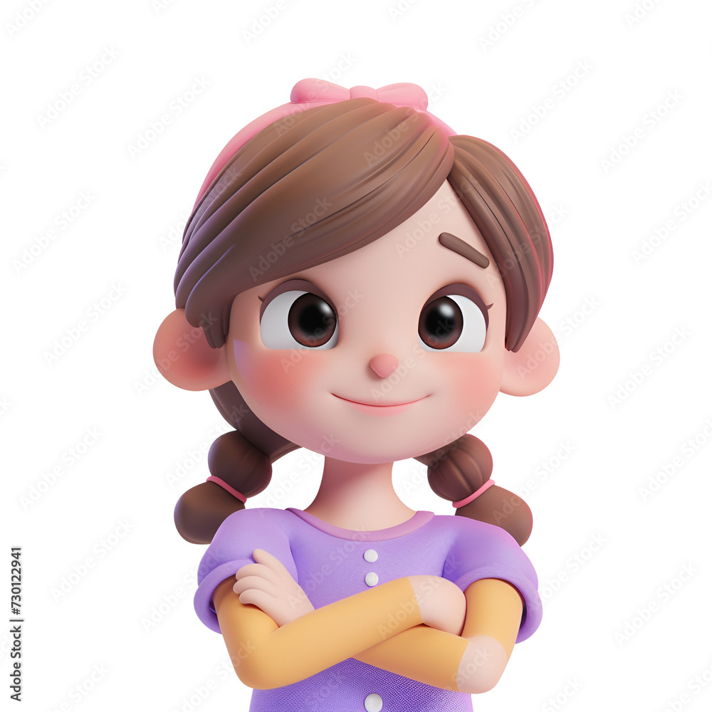 Cartoon 3D Illustration Render Character: Cute Smiling Children, Isolated on Transparent Background, PNG