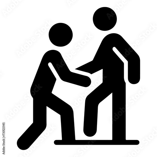 a man help other man vector icon black color silhouette, white background