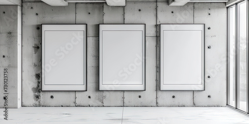 empty blank mockup on wall concrete background,Empty billboards in indor ,Mock up Poster media template Ads Media display