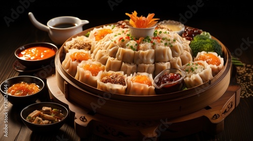 Dim Sum Platter with Shumai and Har Gow. Best For Banner, Flyer, and Poster