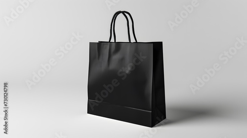Blank black bag mockup on gray background