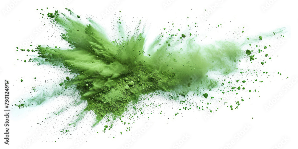 Green Exploding Mist green splash painting on white background, green powder dust paint ...
