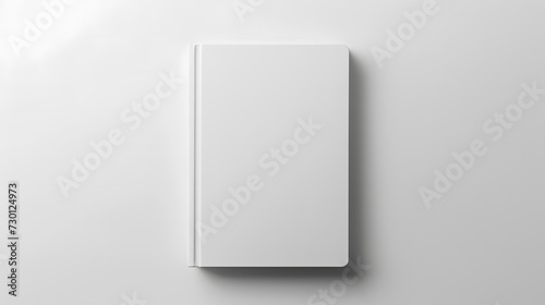 Blank white book cover mockup, white background photo