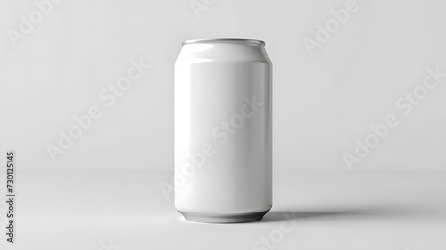 Blank white soda can mockup with copy space photo