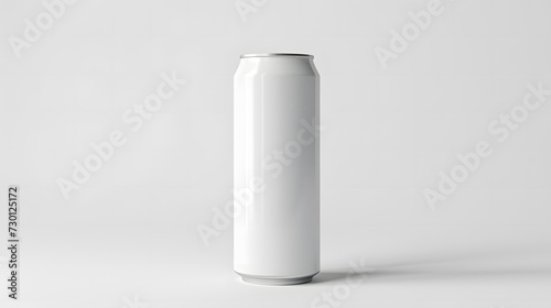 Blank white soda can mockup on white background