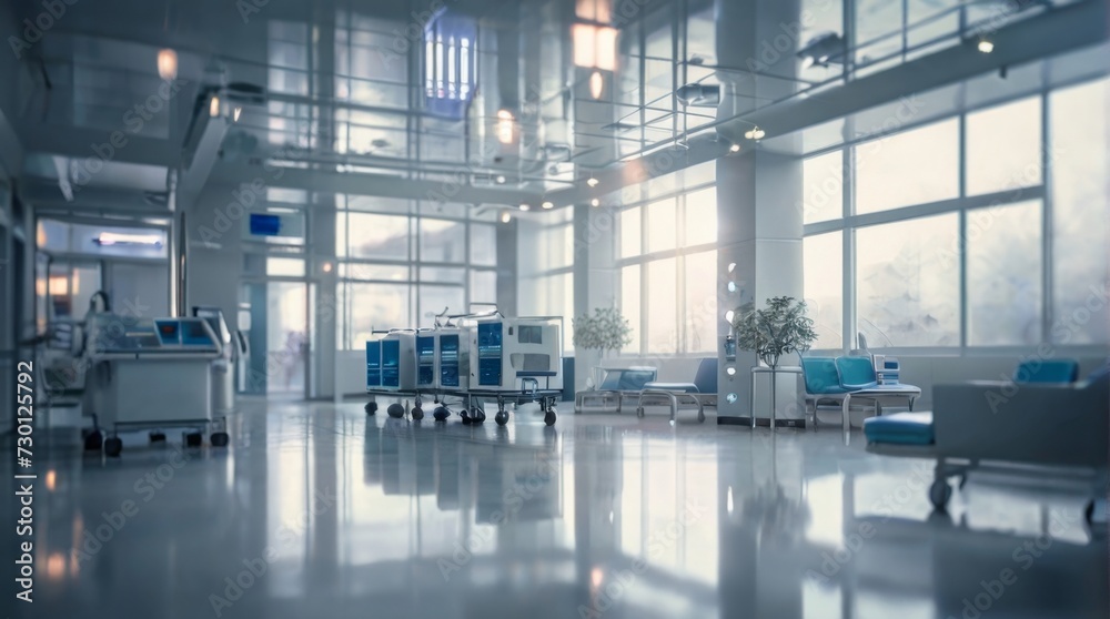 Blurred interior of hospital Blurred interior of hospital