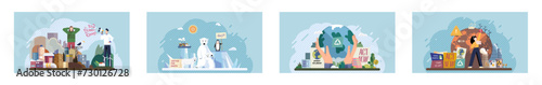 Climate change. Save the planet. Vector illustration Environmental protection is paramount in face escalating global warming Climate change demands immediate action to protect earth for future