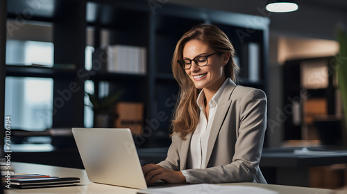Elegance in Action: Confident Businesswoman Flourishing in a Professional Environment
