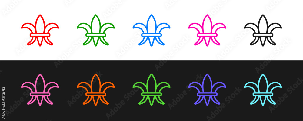 Set line Fleur De Lys icon isolated on black and white background. Vector Set line Fleur De Lys icon isolated on black and white background. Vector
