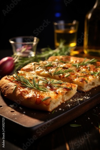 Focaccia Bread with Rosemary and Sea Salt. Best For Banner  Flyer  and Poster