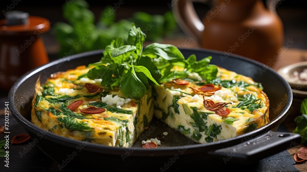 Frittata with Spinach and Feta. Best For Banner, Flyer, and Poster Frittata with Spinach and Feta. Best For Banner, Flyer, and Poster