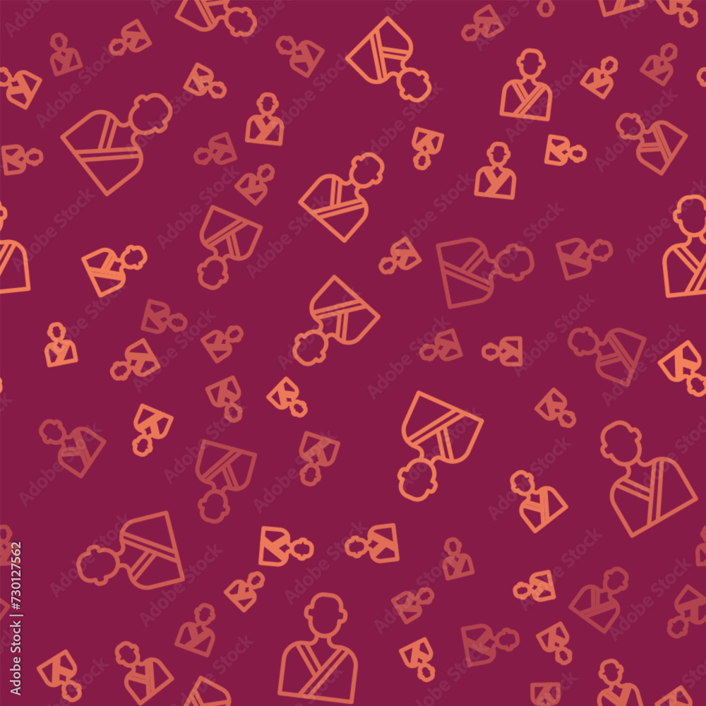 Brown line Man in the sauna icon isolated seamless pattern on red background. Vector Brown line Man in the sauna icon isolated seamless pattern on red background. Vector