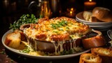 French Onion Soup with Gruyere. Best For Banner, Flyer, and Poster