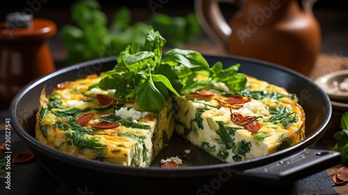 Frittata with Spinach and Feta. Best For Banner, Flyer, and Poster