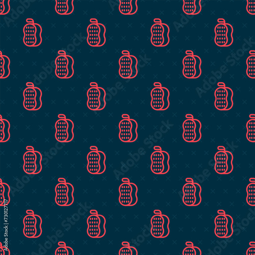 Red line Washcloth icon isolated seamless pattern on black background. Bath house sauna washcloth sign. Item for pleasure and relaxing. Vector