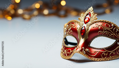 Bright gold costume mask, a celebration of tradition and elegance generated by AI © Jeronimo Ramos