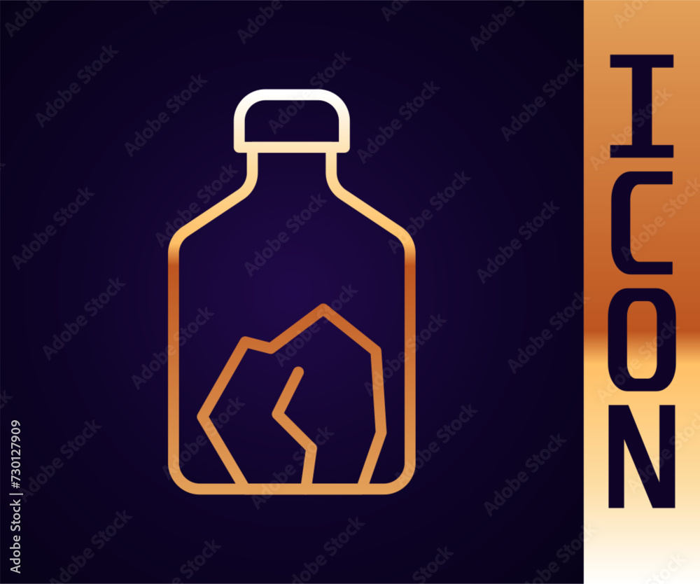 Gold line Ore mining icon isolated on black background. Vector Gold line Ore mining icon isolated on black background. Vector
