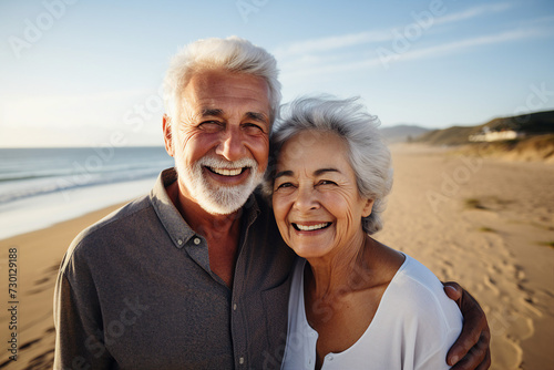Elderly happy couple enjoying life together styling clothes family portrait Generative AI technology picture image © Tetiana