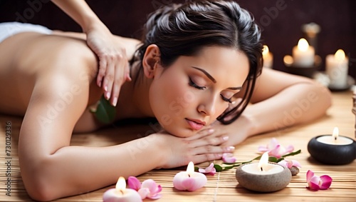 Woman relaxing in spa salon. Body massage and beauty treatment 