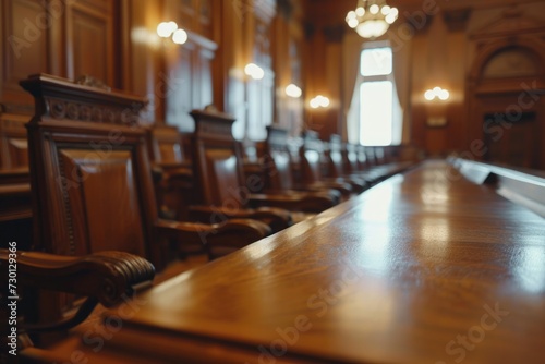 Judicial Integrity  Selective Focus on Empty Courtroom with Copy Space