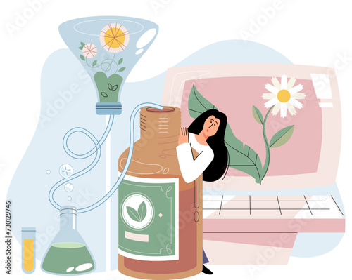 Herbal medicine vector illustration. Health care, rooted in herbal medicine, is bountiful harvest from natures pharmacy Pharmaceutical solutions find inspiration in simplicity herbal medicine