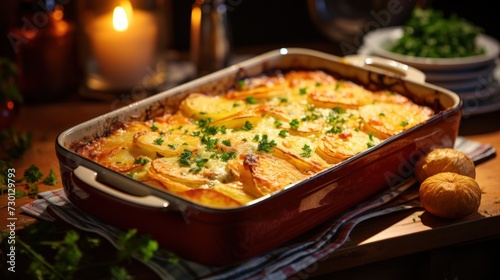 Gratin Dauphinois with Gruyere Cheese. Best For Banner, Flyer, and Poster
