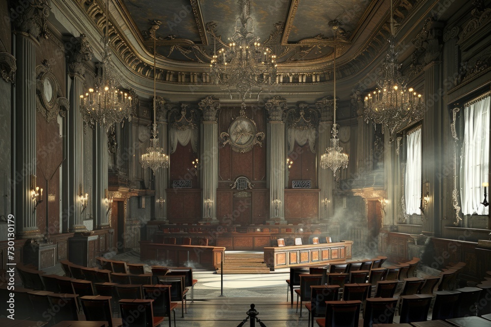 The empty courtroom was not used. Generate AI image