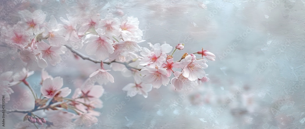 Fresh and blooming cherry blossoms. Generate AI image