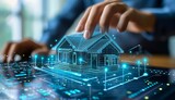 Document Management for Real Estate Transactions, Illustrate the efficiency of document management in real estate transactions with an image showing digital contracts, property records, AI 